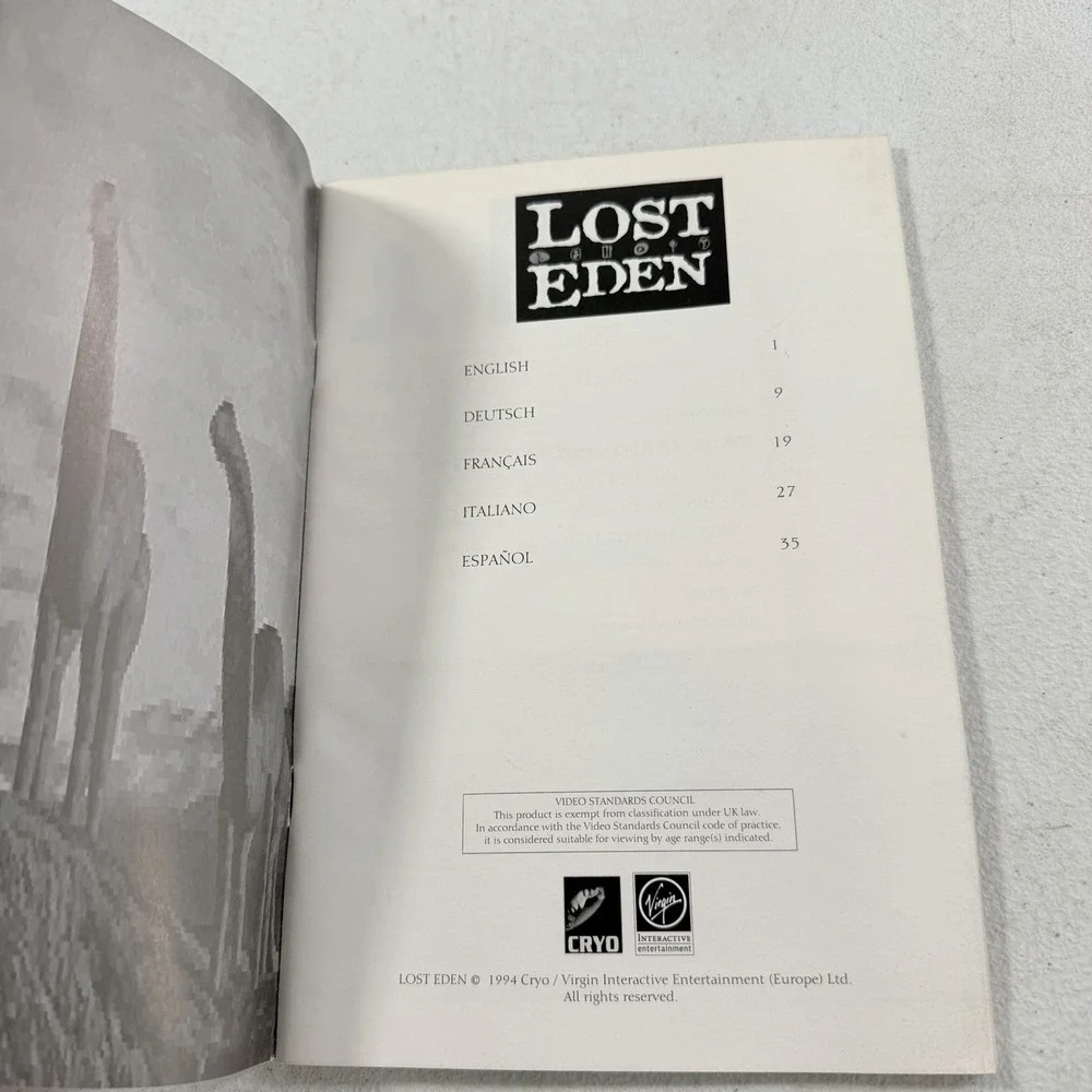 Lost Eden Big Box PC Game MANUAL ONLY 1994 Cryo Virgin Interactive
